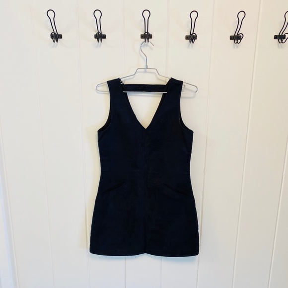 🌻 Suede Nordstrom 5/48 faux leather black jumper mini dress - Picture 5 of 14